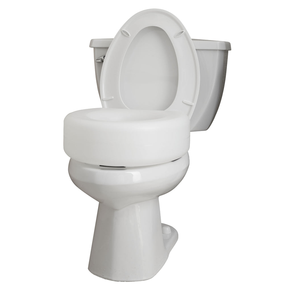 Rhythm Healthcare 4" Standard Raised Toilet Seat – Elevated Seating with Secure Locking Mechanism for Facility Fall Prevention
