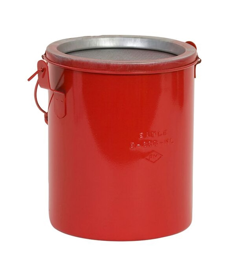 Justrite B606NL Steel Bench Cans 6 Quart Dasher Screen Without Lid Red, 5 Gallon