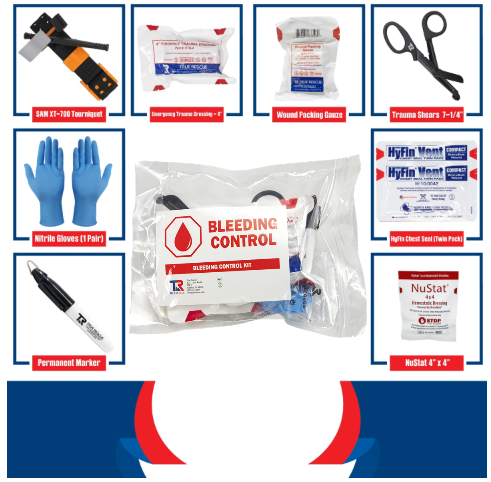 Cubix Safety BC3-Pn-SAMXT Personal Bleeding Control Kit - Premium with NuStat Dressing and SAMXT Tourniquet