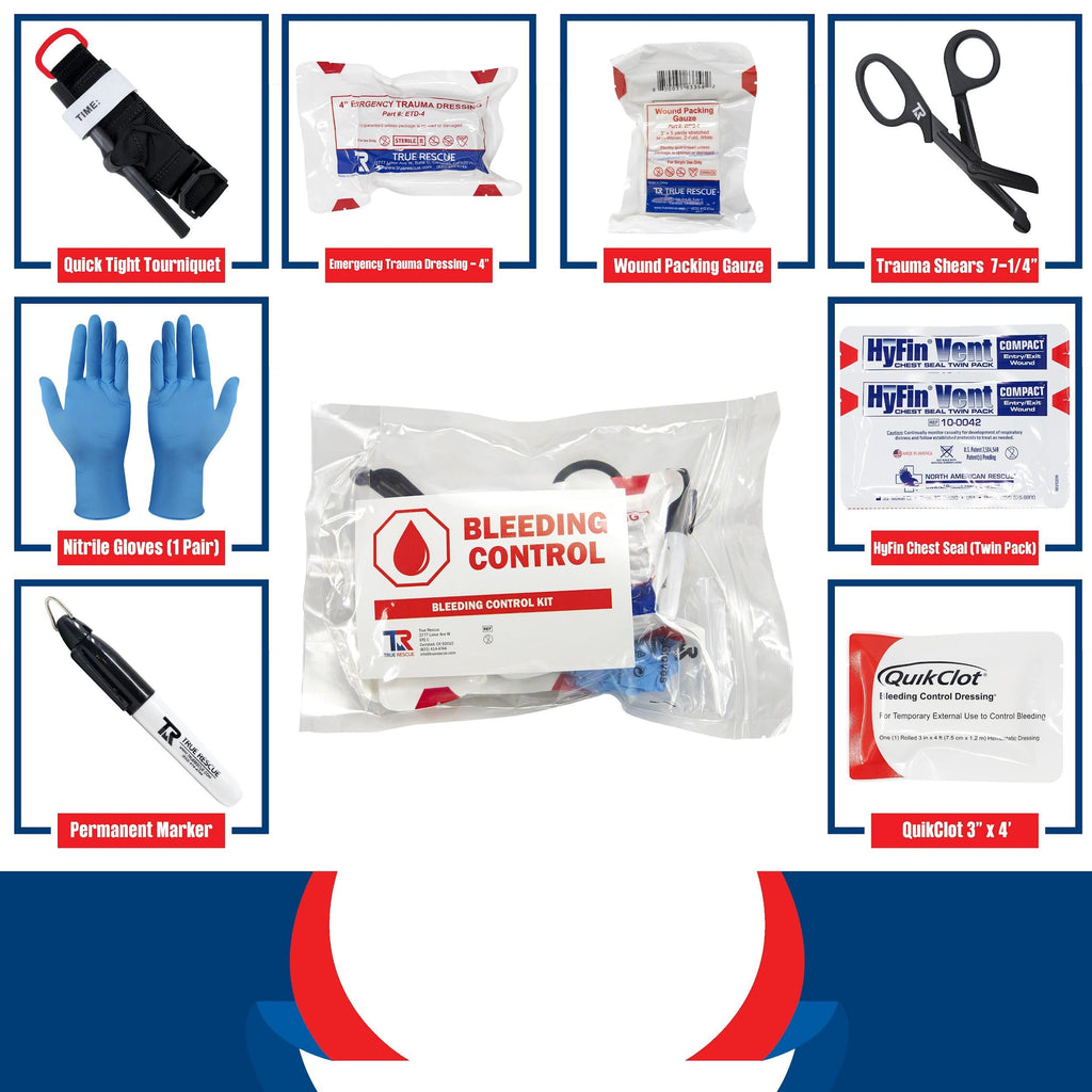 Cubix Safety BC3-Pq-QT Personal Bleeding Control Kit - Premium with QuikClot Dressing and QuickTight Tourniquet