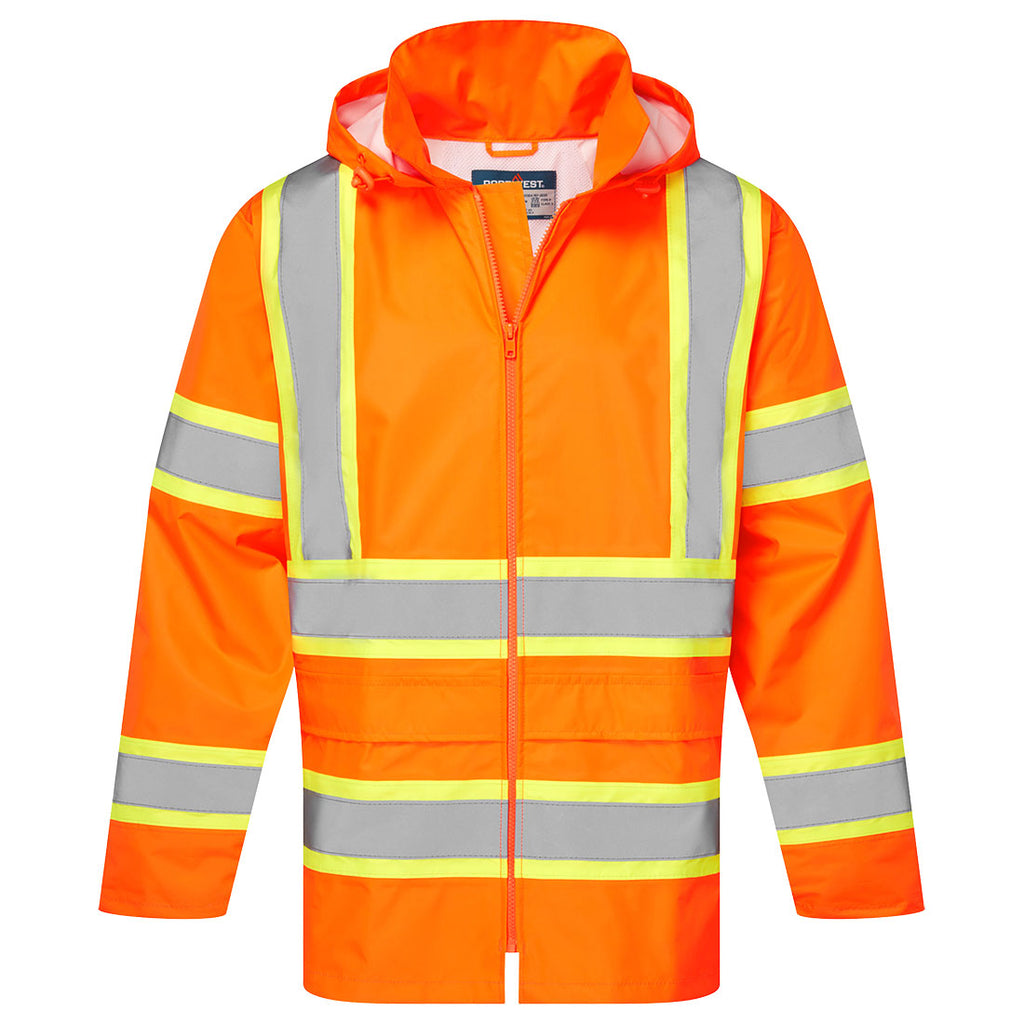 Portwest CA400 Hi-Vis X Back Contrast Tape Rain Jacket