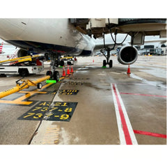 Checkers 24" Single Hi-Viz Aircraft Wheel Chock with Rubber Pad , Cable Handle and Urethane Grip