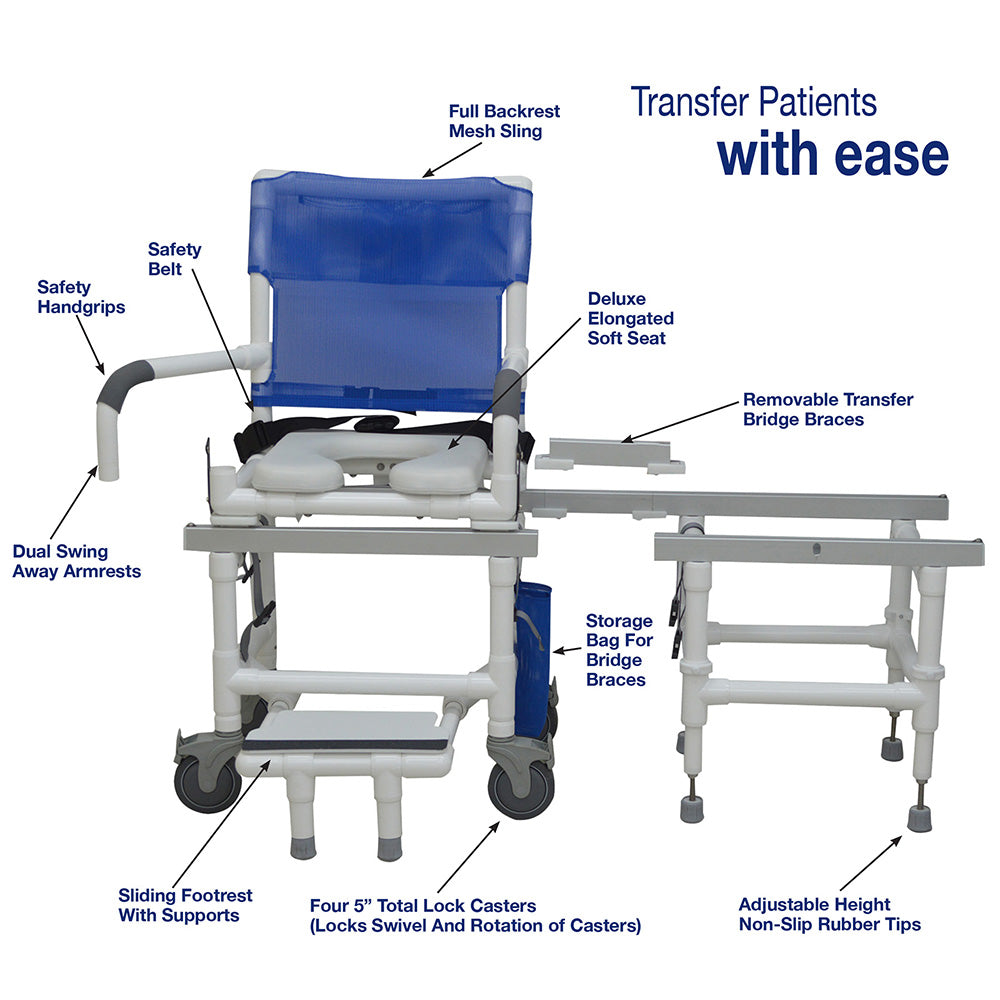 MJM International D118-5-SLIDE-N Deluxe All Purpose Dual Shower Chair/transfer Bench