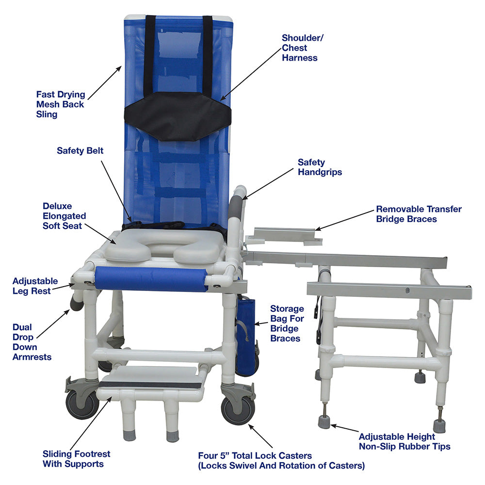 MJM International D118-5-TIS-SLIDE-N Deluxe All Purpose Tilt N Space Shower Chair/transfer Bench