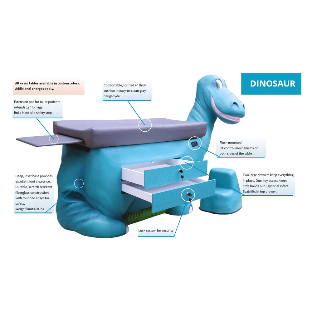 Pedia Pals Zoopal Dinosaur Pediatric Exam Table | Child-Centered Clinical Exam Support