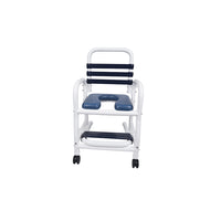 Mor-Medical 18" Deluxe New Era Patented Infection Control Shower Chair with Open Front Removable Soft Seat & Soft Touch Slideout Footrest, NO Commode Pail