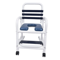 Mor-Medical 18" Deluxe New Era Patented Infection Control Shower Chair with Open Front Removable Soft Seat & Soft Touch Slideout Footrest, NO Commode Pail