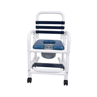 Mor-Medical 30" Deluxe New Era Patented Infection Control Shower Commode Chair with Open Front Removable Soft Seat, Soft Touch Folding Footrest & Commode Pail