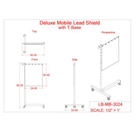 Phillips Safety Deluxe Mobile Lead Shield | 0.5mm Pb Eq Protection with Adjustable T-Base