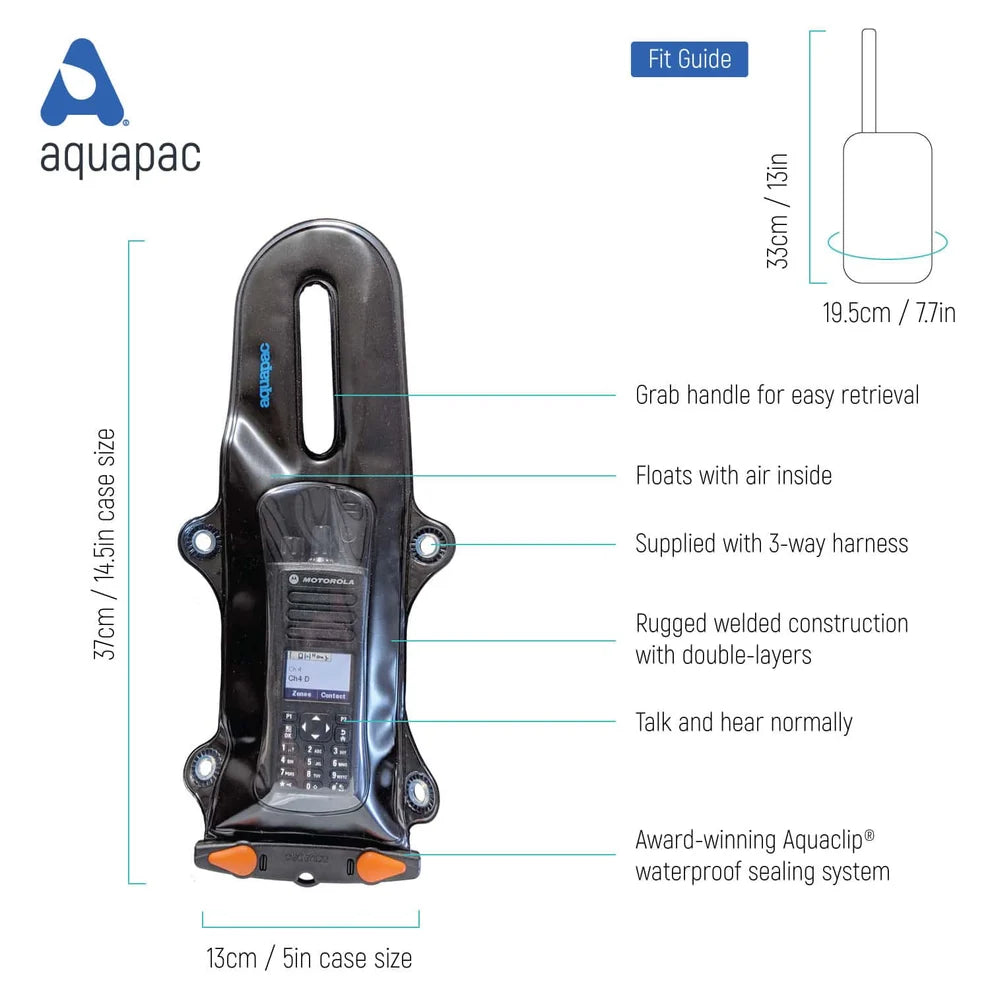 Aquapac DockSystem Extreme Pro Radio Case — Tactical Submersible Radio Protection with Klick Fast Mount
