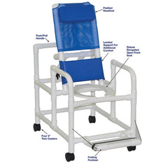 MJM 20" Echo Reclining Shower Chair, 250 lb Capacity with Open Front Seat