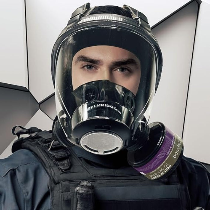 Elmridge Protection E600-1 – Full Face Gas Mask and Riot Control CS/CN/Fentanyl Canister Kit