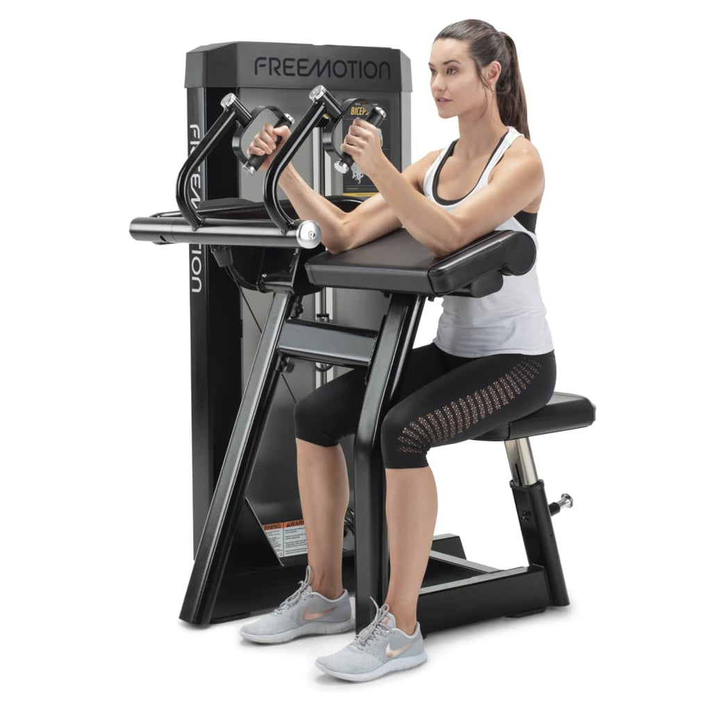 Freemotion EPIC Selectorized Biceps Curl Machine – Isolated Upper Arm and Arm Flexion Strength Station