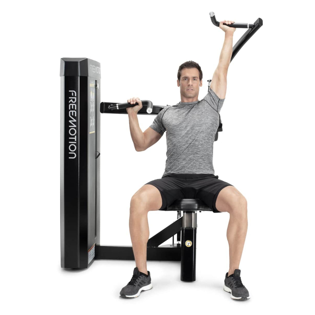 Freemotion EPIC Selectorized Shoulder Press Machine – Converging Unilateral Deltoid and Overhead Pressing Station