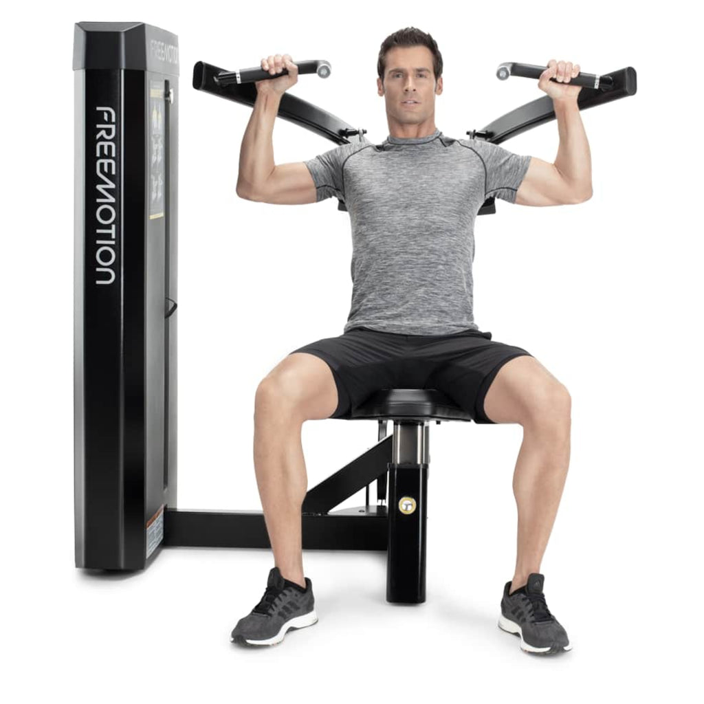 Freemotion EPIC Selectorized Shoulder Press Machine – Converging Unilateral Deltoid and Overhead Pressing Station