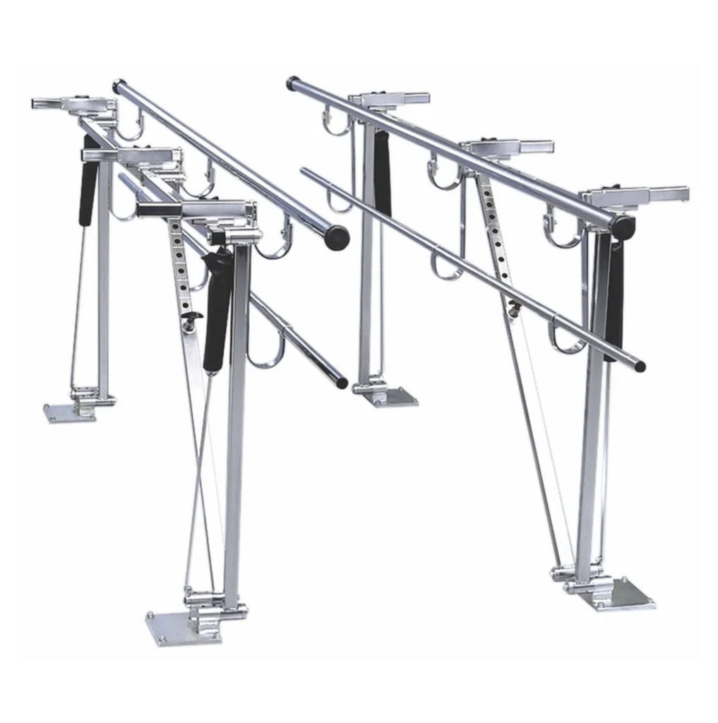 Deluxe Height and Width Adjustable Floor Mount Parallel Bars 20 ft – Extended Rehabilitation and Physical Therapy Gait Training