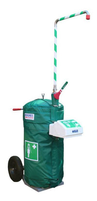 Justrite H40K45G-1H 30 Gallon, Portable Hughes Self-Contained Safety Shower with Eye/Face Wash, Mobile, Freeze Protected, 20V C1D2 Spill Control