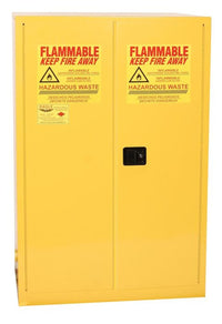 Justrite HAZ9010X Haz Mat Two Drum Vertical Cabinet 60 Gallon 1 Shelf 2 Door Self Close Yellow