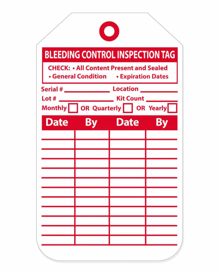 Cubix Safety Bleeding Control Inspection Documentation Tag