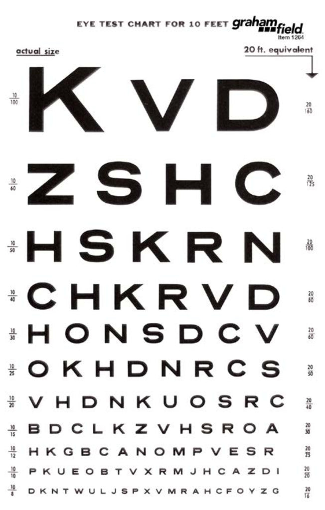 Graham Field 1264 Illuminated Snellen Eye Chart - 10' Distance, 20' Equivalent
