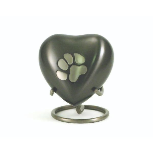Jorgensen Labs Slate/Pewter Single Paw Heart Pet Urn