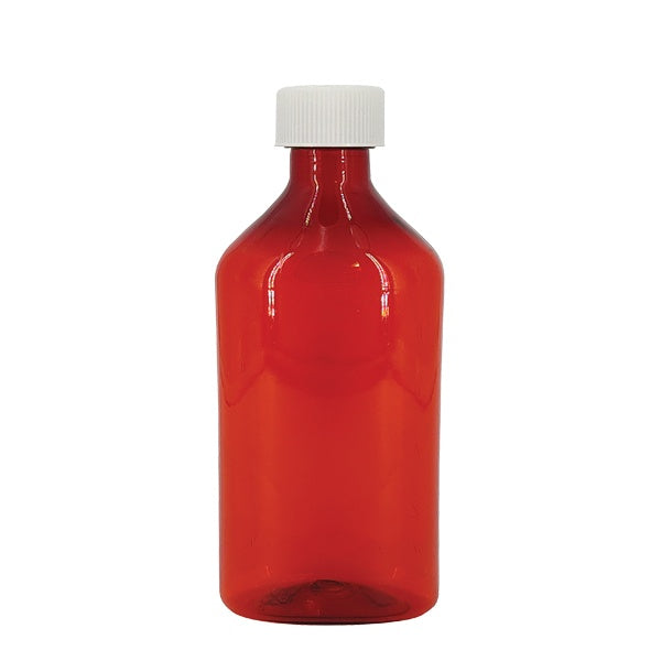 Jorgensen Laboratories J1207 12 oz Amber Plastic Graduated Ovals for Liquid Dispensing