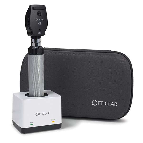 Jorgensen Labs J1662 Opticlar LED Ophthalmoscope Equipment, Ophthalmoscope Head-1x Lithium Handle-Single Base