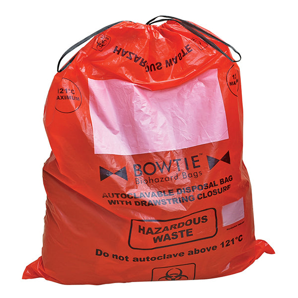 Jorgensen Labs J1764B BowTie Biohazard Drawstring Bags – For Large Biohazard XL Bins, BowTie Bags Large