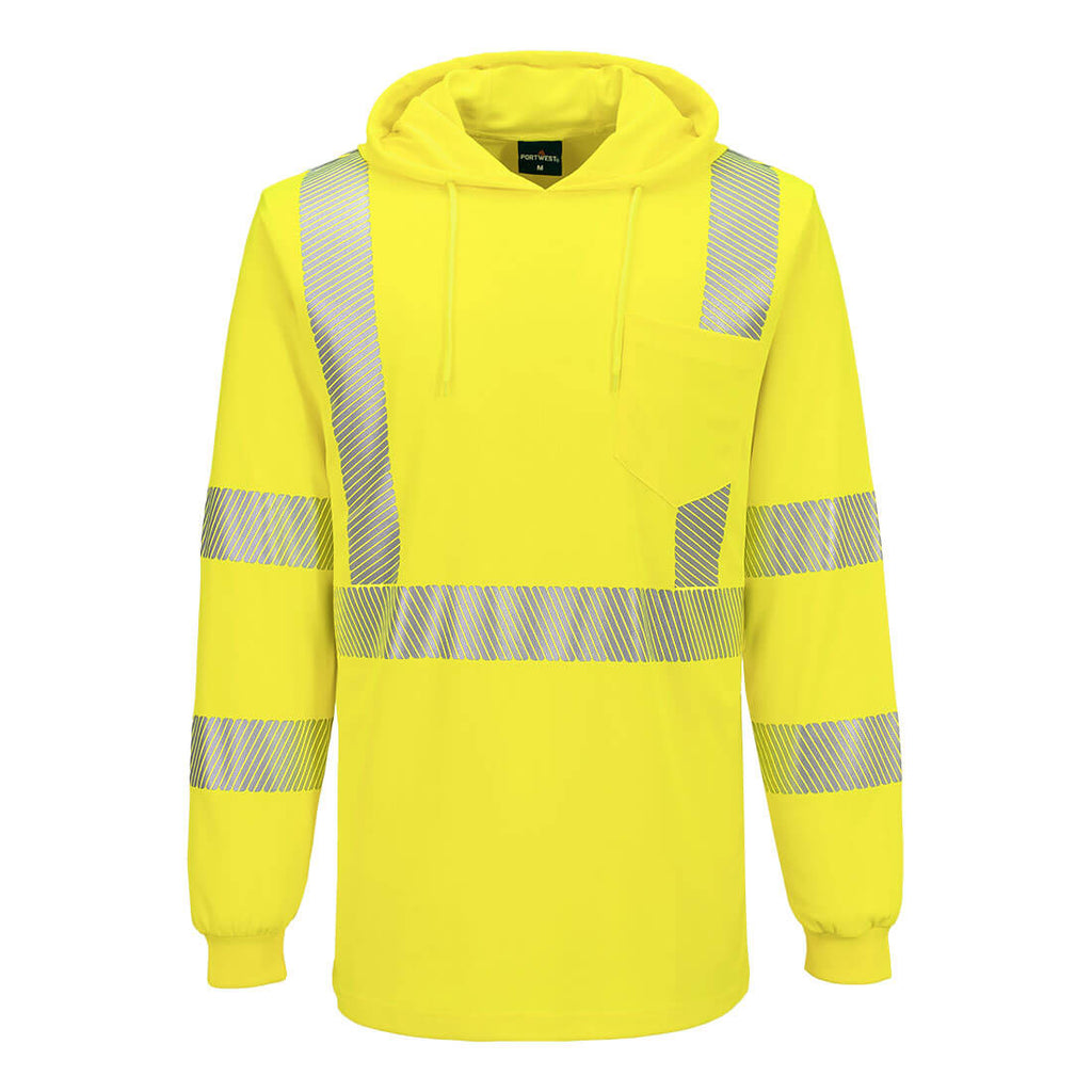 Portwest L042 Hi-Vis Lightweight Hooded T-Shirt L/S