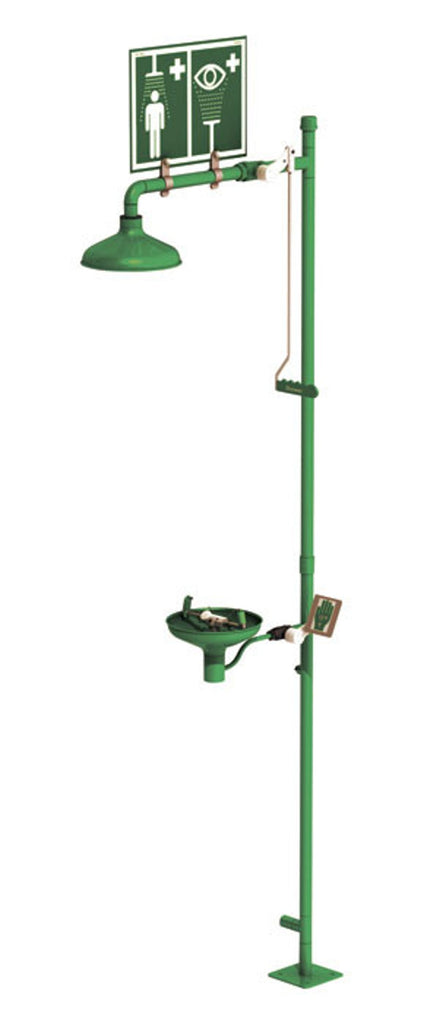 Justrite L18GS34G Laboratory Combination Shower Floor Mount Open ABS Bowl Stainless Steel Pipe Industrial Safety Products