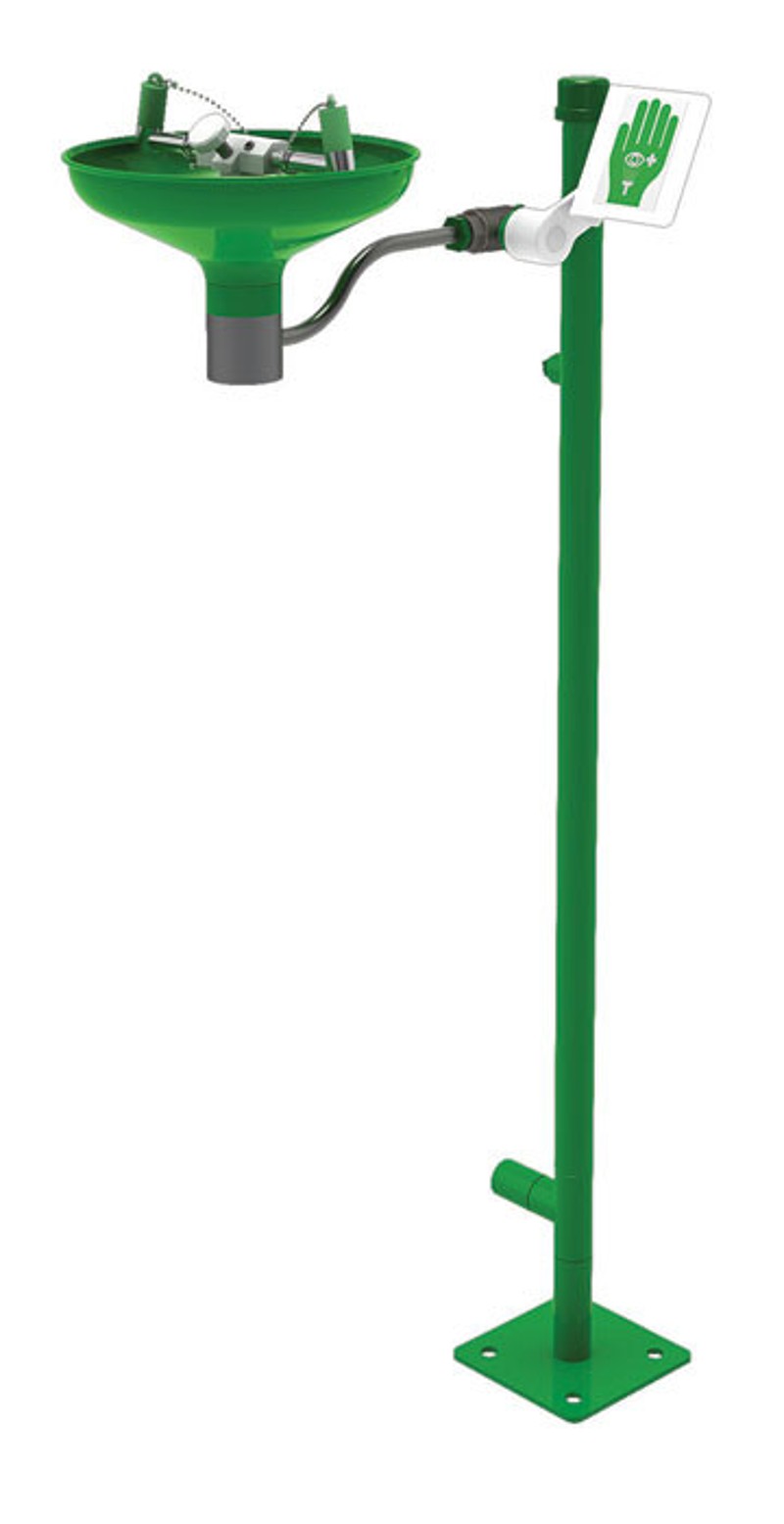 Justrite L85GSP Laboratory Eyeface Wash Pedestal Mount Open Stainless Steel Bowl Stainless Steel Pipe Industrial Safety Products