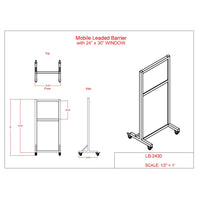 Phillips Safety LB-2430 Mobile Leaded Barrier with 24" x 30" Viewing Window