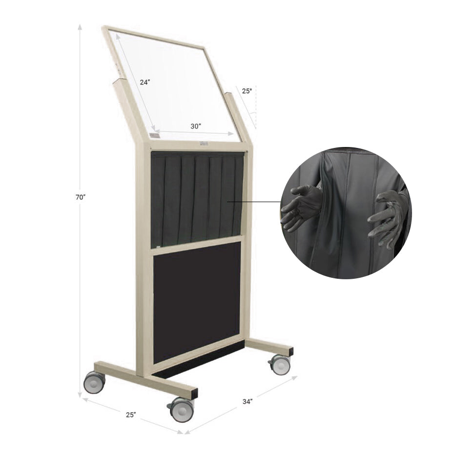 Phillips Safety Tilted Mobile Radiation Barrier | 0.5mm Pb Eq Protection with Reach-Through Access Curtain