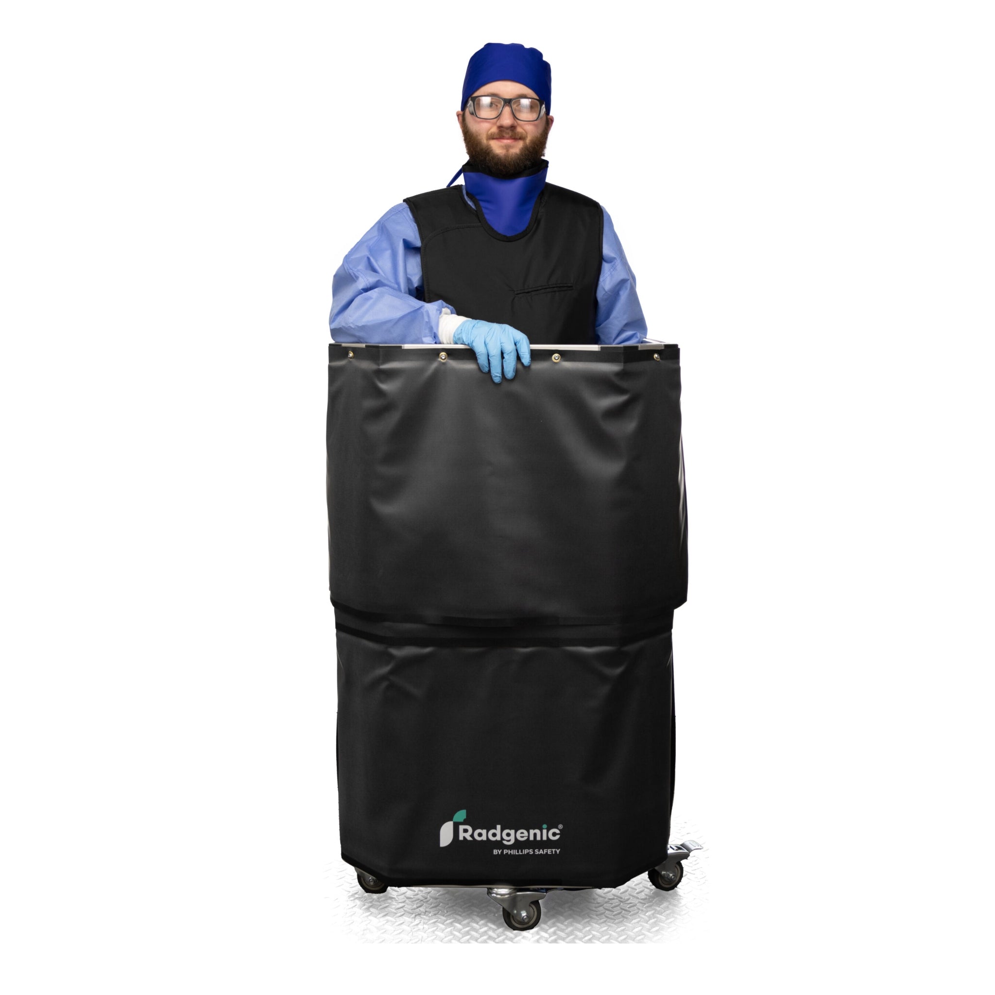 Phillips Safety Adjustable Height Wraparound Mobile Leaded Barrier for Ergonomic Scatter Protection