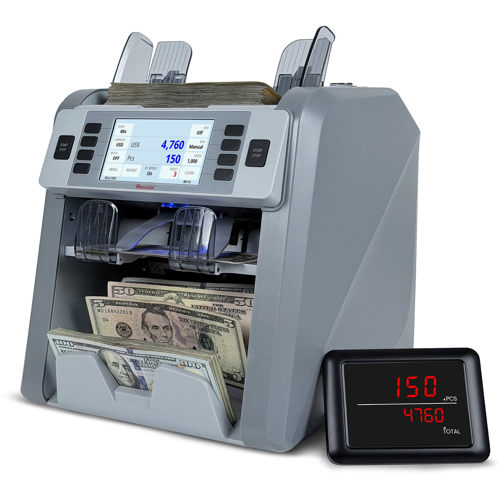 Cassida CRS-9500 2-Pocket Mixed Bill Counter Sorter and Reader