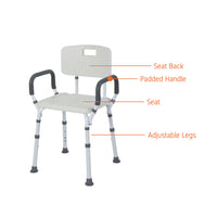 Rhythm Healthcare Premium Shower Bench/Chair with Removable Padded Arms