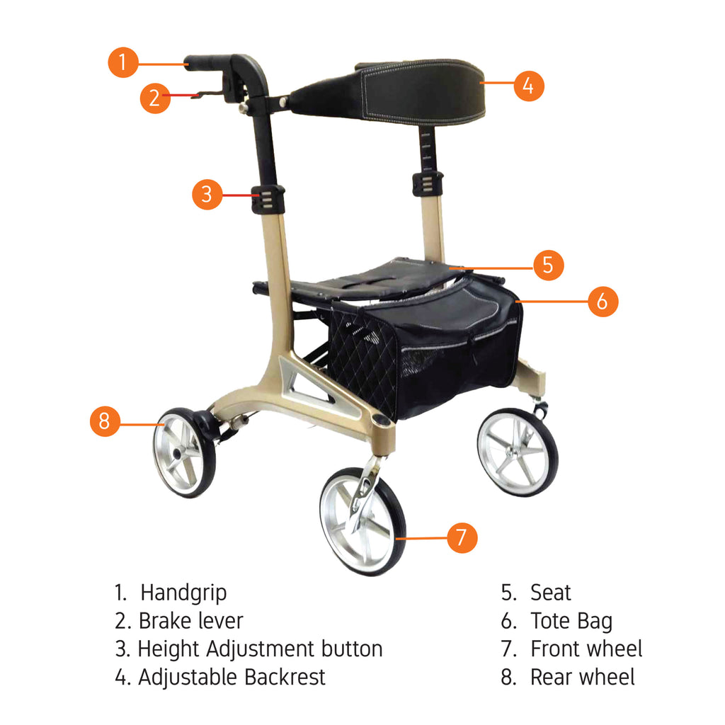 Rhythm Healthcare Tall Arpeggio Rollator | Ergonomic Mobility for Tall Users