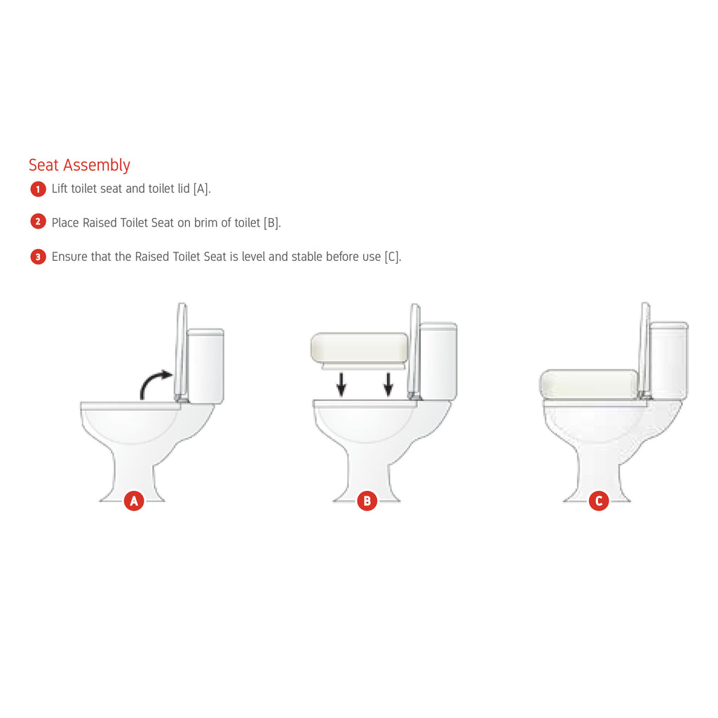 Rhythm Healthcare 4" Standard Raised Toilet Seat – Elevated Seating with Secure Locking Mechanism for Facility Fall Prevention