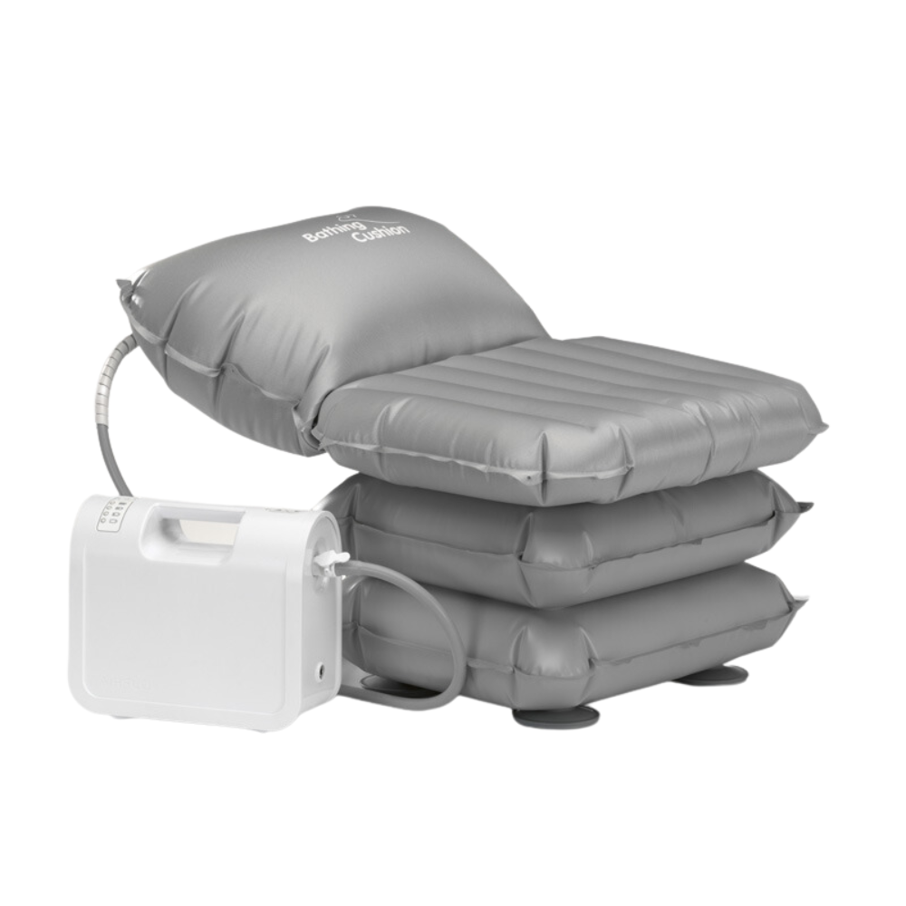 Mangar Bathing Cushion with Airflo 12 Compressor – Inflatable Patient Bath Lift