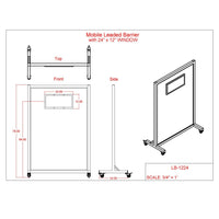 Phillips Safety Mobile Leaded Barrier | 2.0mm PbEq Protection with 24" x 12" Viewing Window