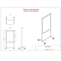 Phillips Safety Mobile Leaded Barrier | 2.0mm PbEq Protection with 30" x 48" Large Viewing Window
