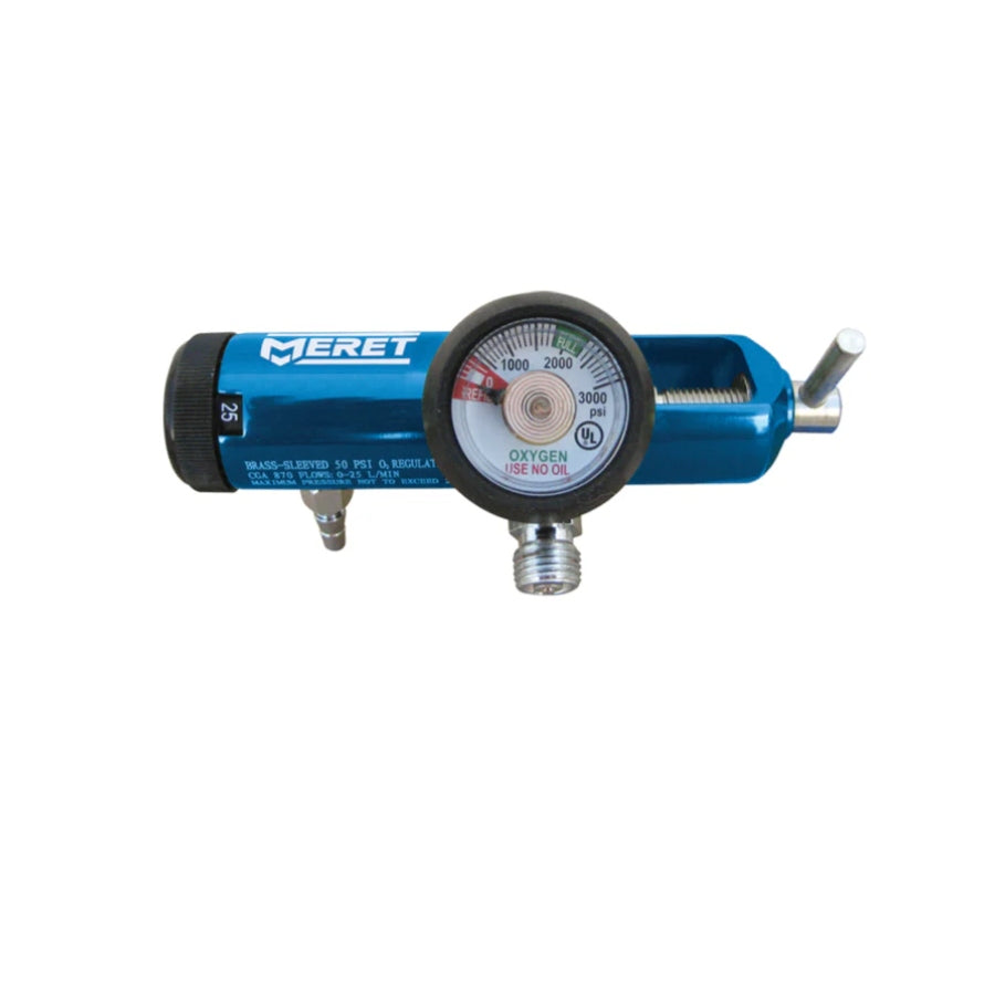 MERET Economy O2 Regulator with Barb, 2 Diss and Knob
