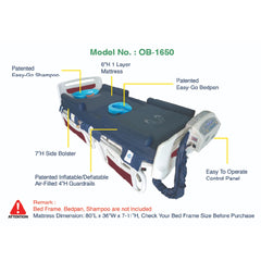 ObboMed OB-1650 Alternating Pressure Mattress with Low Air Loss Cover and Shampoo Basin, Standard Air Mattress