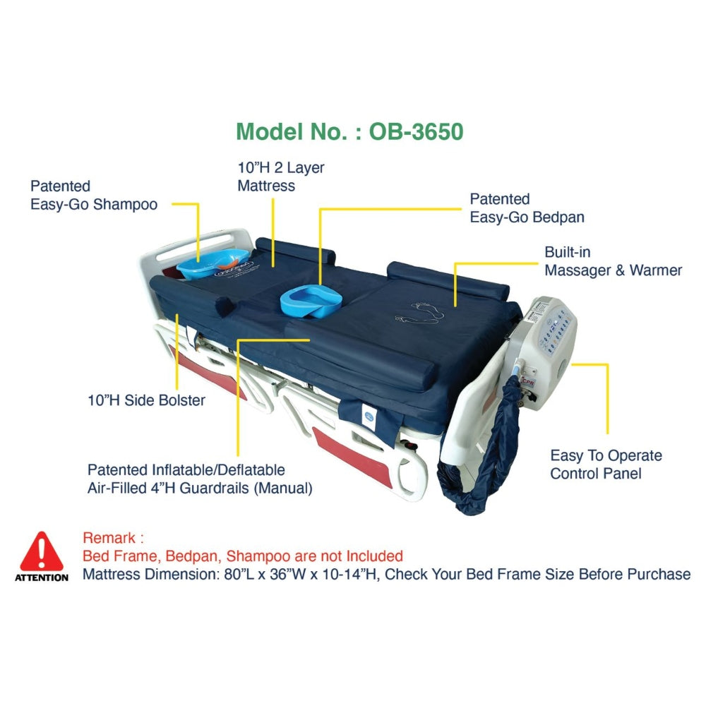 Obbomed OB-3650 UltraAir Alternating Pressure Mattress | Advanced Rotation, Warmer, and Massager