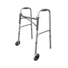 Rhythm Healthcare Bariatric Extra Wide Two Button Folding Walker with Wheels