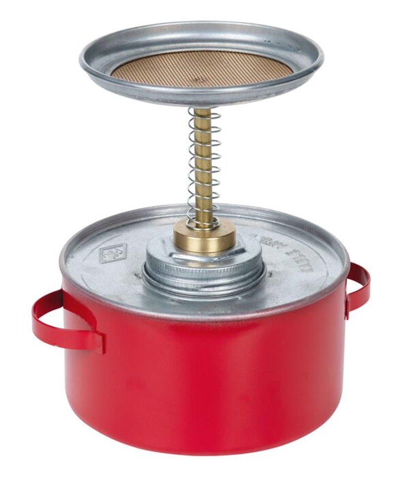 Justrite P701 1 Quart Galvanized Steel Plunger Dispensing Can, Dasher Screen, Red