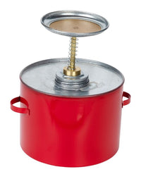 Justrite P704 4 Quart Galvanized Steel Plunger Dispensing Can, Dasher Screen, Red
