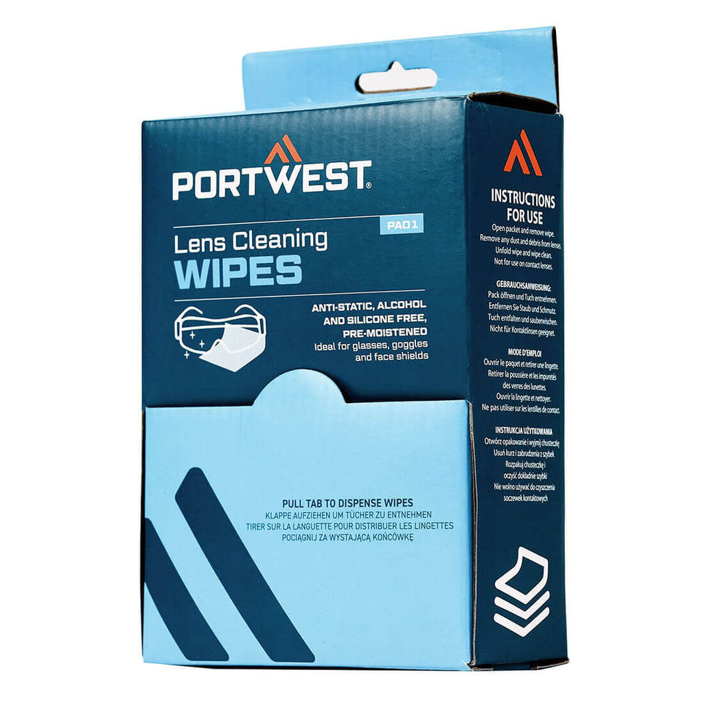 Portwest PA01 Lens Cleaning Wipes (100 towelettes)