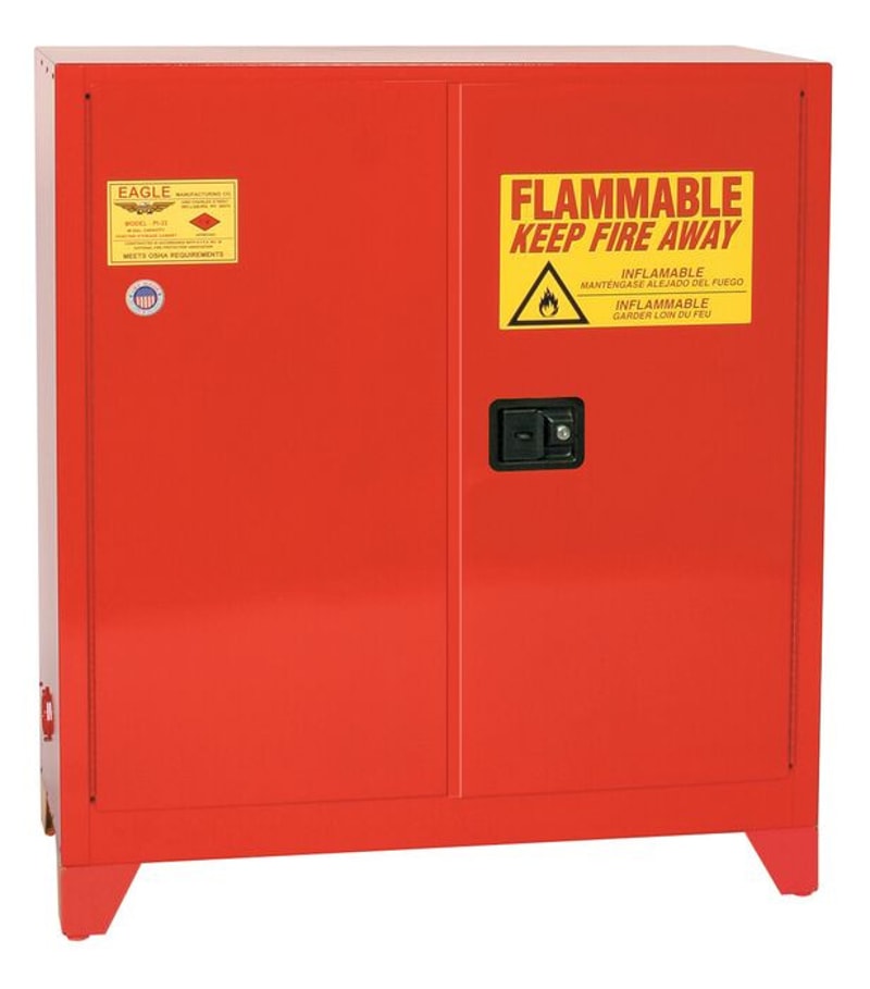 Justrite PI32XLEGS Paint Ink Tower Safety Cabinet 40 Gallon 3 Shelves 2 Door Manual Close