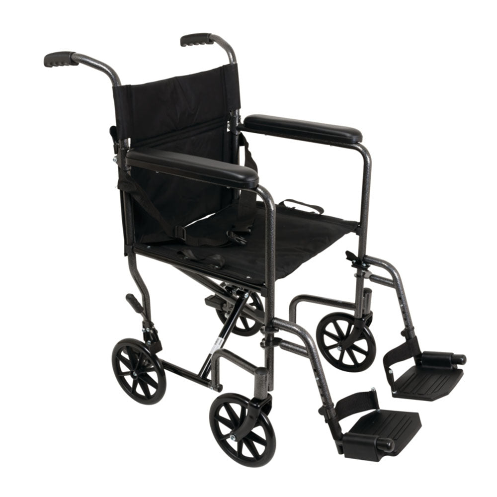 Compass Health ProBasics Aluminum Transport Chair with Footrest - Lightweight Mobility for Home and Travel